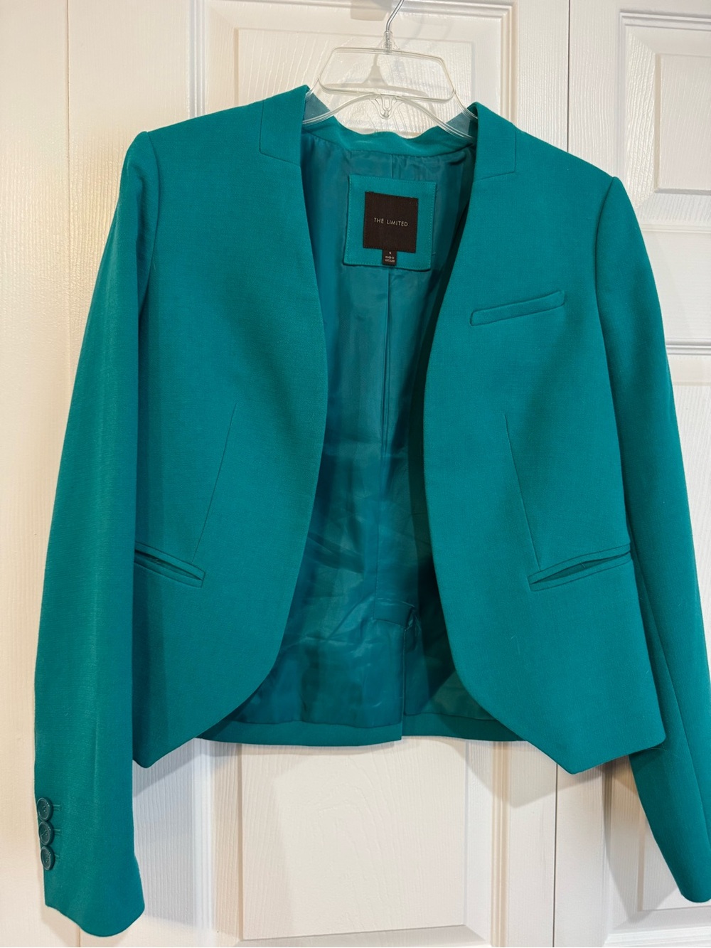 The Limited Women's Teal Collarless Open-Front Blazer